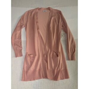 Cielo Womens Open Front Cardigan Pink Long Sleeve Pocket Knit Sweater Size M